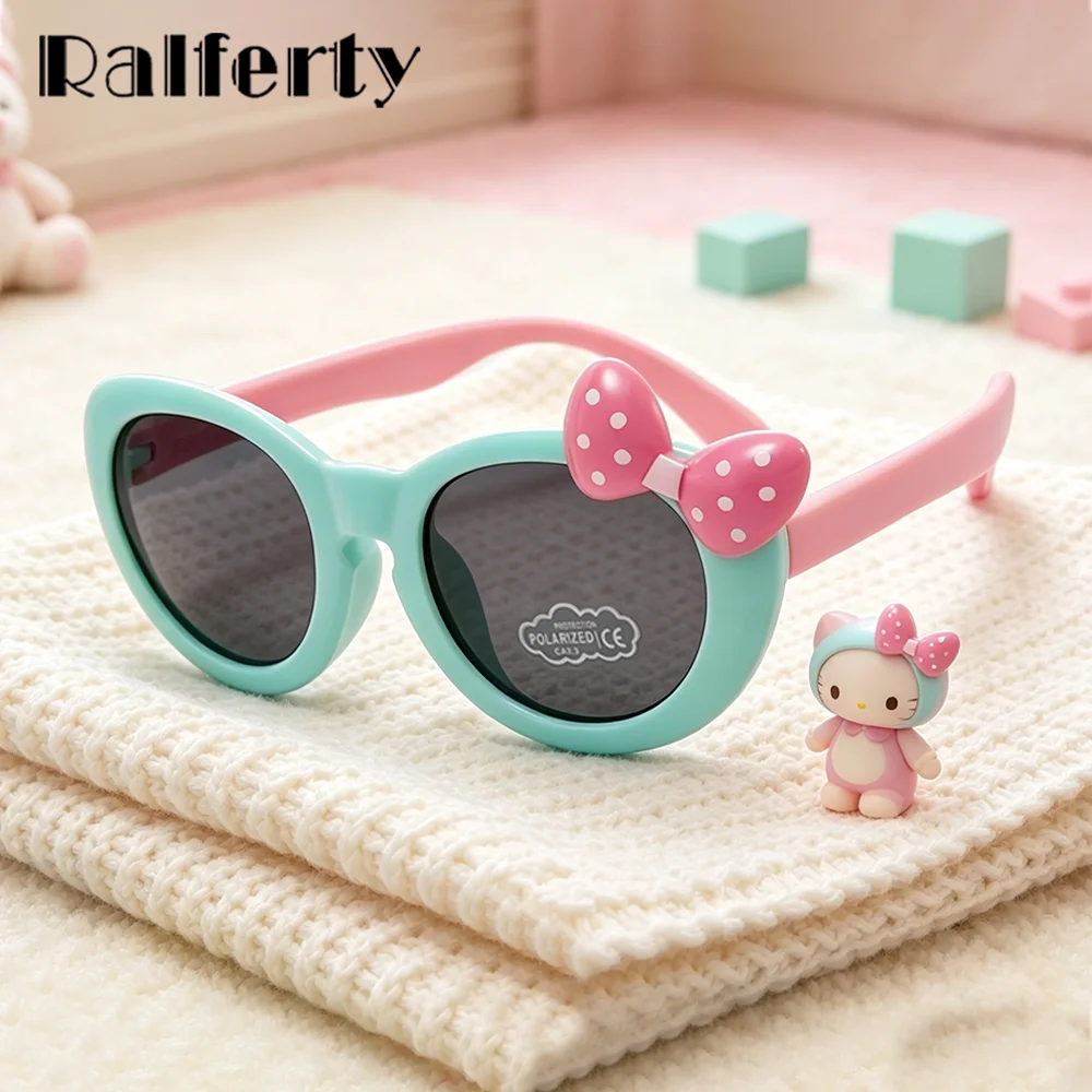 Soft Bendable Kids Polarized Sunglasses Cute Bow Decorative UV400 Protection Children Shades for Girls Outdoor Beach Sunnies