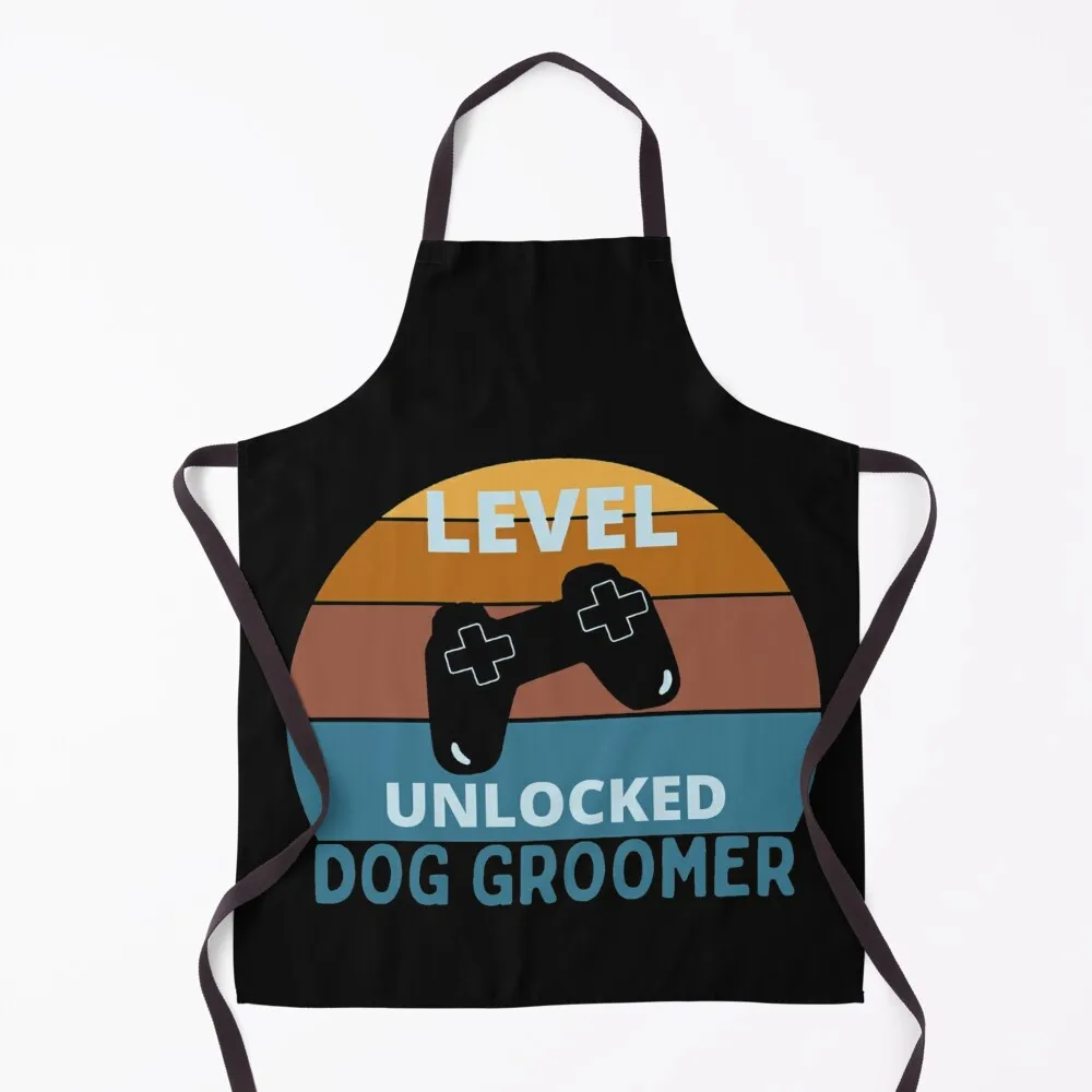 

Level unlocked Dog Groomer-retro sunset Apron Kitchen Supplies Idea Goods Kitchen Household Items Apron