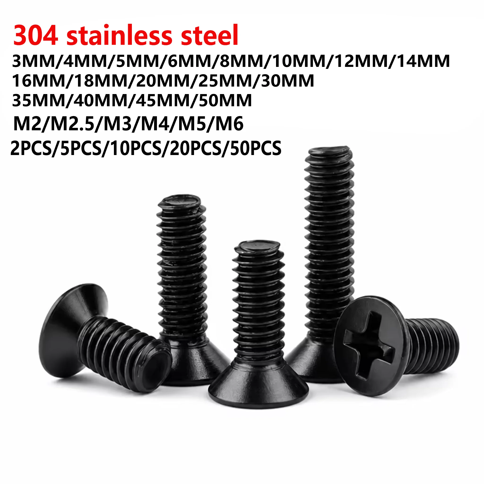 2–50 Pieces/set Flat-Head Hex Socket Screws M2 M2.5 M3 M4 M5 M6 Hex-Head Bolts Miniature Black Carbon Steel Phillips Head