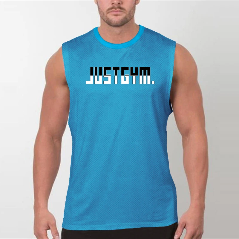Running Vest Men Summer Mesh Moisture Wicking Quick Dry Sport Sleeveless Tank Tops Gym Workout Muscle Fitness Bodybuilding Shirt