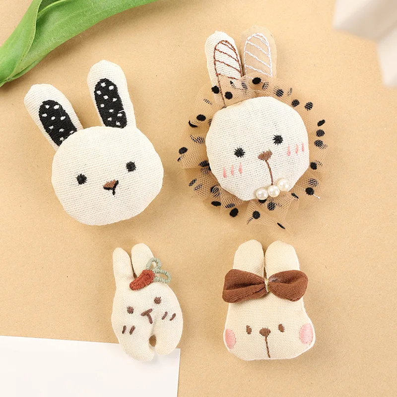 Fabric Brooch Cotton Filled Carrot Rabbit Animal Shape DIY Embellishment for Children Garment Hat Bag Eco Friendly Lightweight