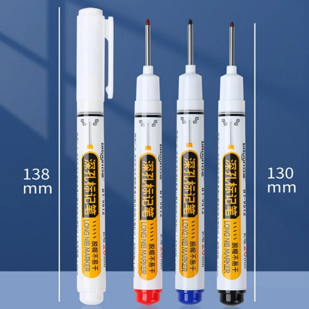 New 20mm Marker Pen Waterproof Long Nib Head Metal Perforating Pen Deep Hole Carpenter Pen Multi-Purpose Tool