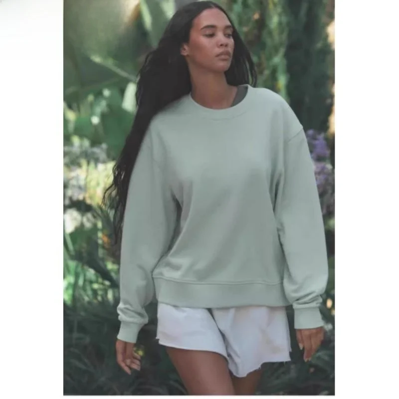 Nieuw 2024 Faionable Oversized Long Sve round Ne Fce Sweatshirt voor dames, matchend, comfortabel, normale lengte, kleur