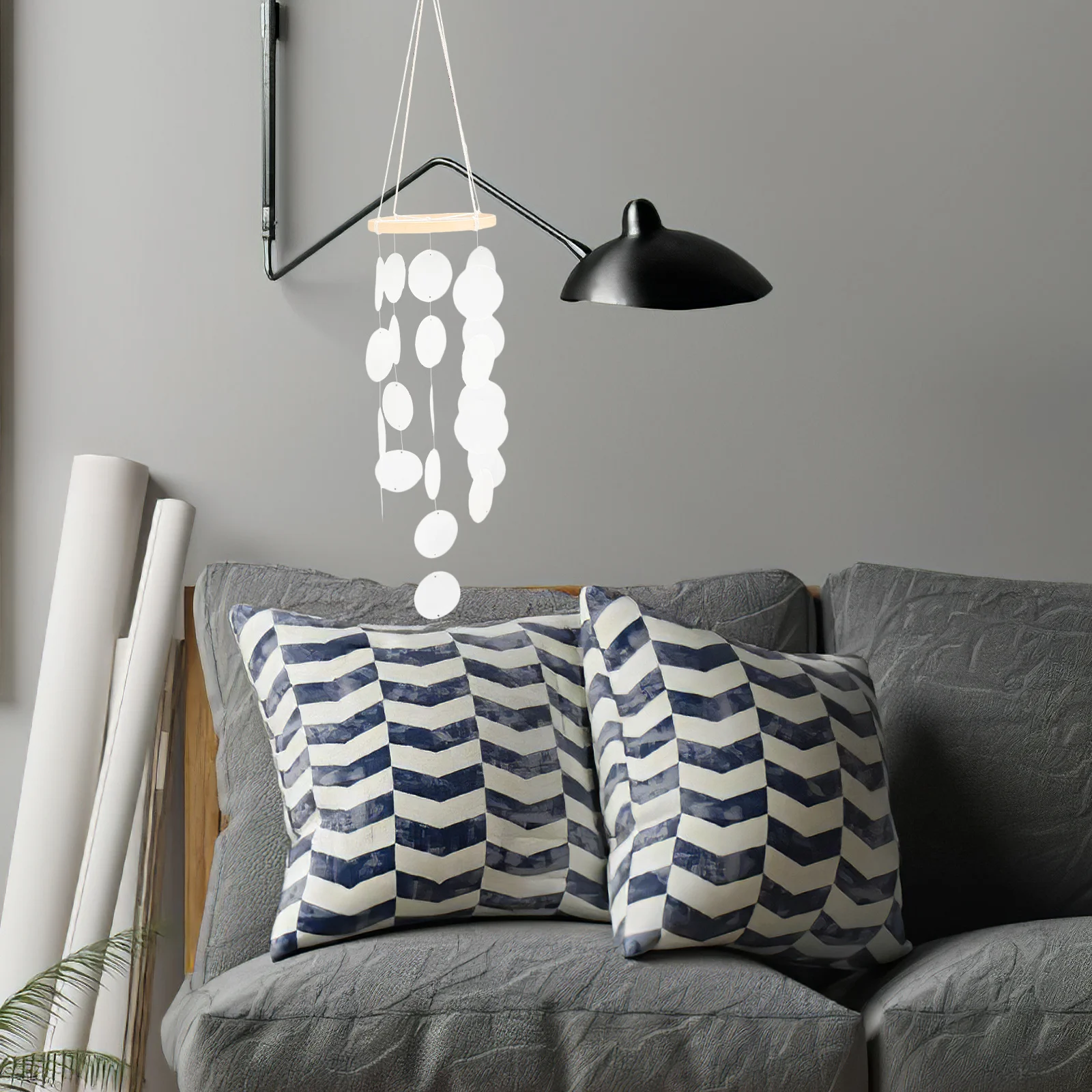 

Hanging Shell Wind Chimes Outdoor Decor Beautiful Sounds for Patio Garden Home Decor Simple Color Design Shell Wind Chime