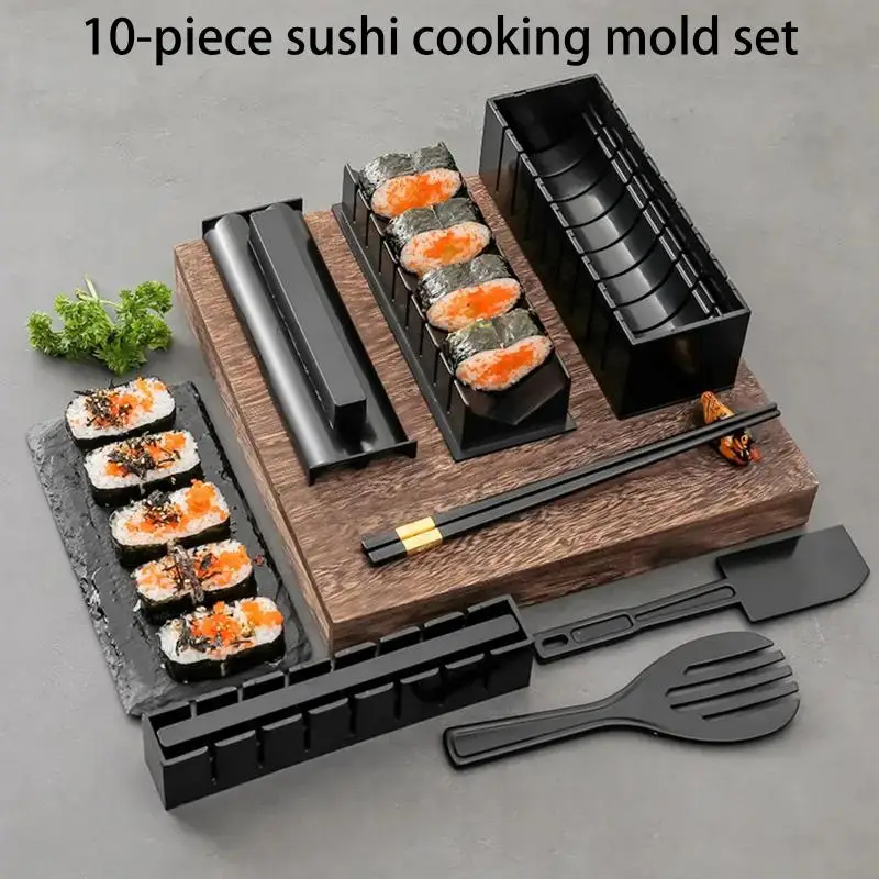 Kit multifuncional para hacer sushi, moldes completos para sushi, kit para hacer rollos de arroz, set de cocina DIY, adecuado para principiantes