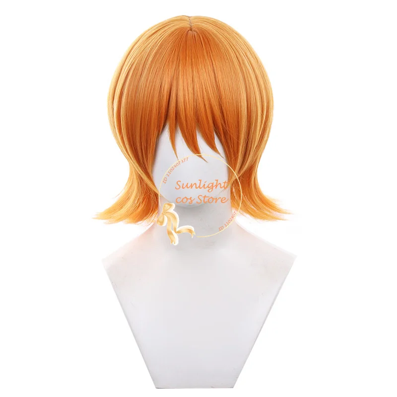 Girl Nami Wig 30cm Short Orange Straight Wigs Nami Cosplay Anime Cosplay Wigs Heat Resistant Synthetic Hair Halloween