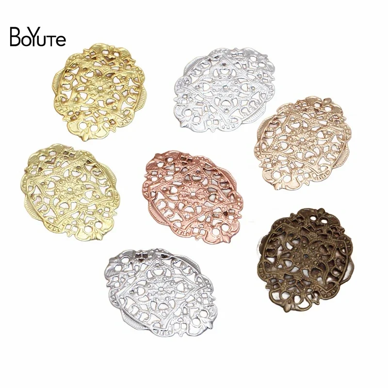 

BoYuTe (100 Pieces/Lot) 20*27MM European Flower Filigree Plate Findings Metal Brass Material DIY Jewelry Accessories Wholesale