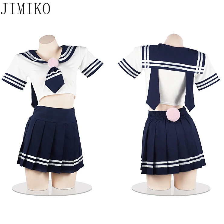 Vestido de uniforme escolar para niña, disfraz de Anime japonés Lolita, ropa de marinero azul, conjunto de falda, trajes japoneses