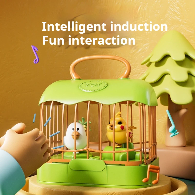 Interactive Induction Bird Parrot Cage Toy Voice Control Musical Light Sound Effect Simulation Fish Tank Aquarium Speaking Pet