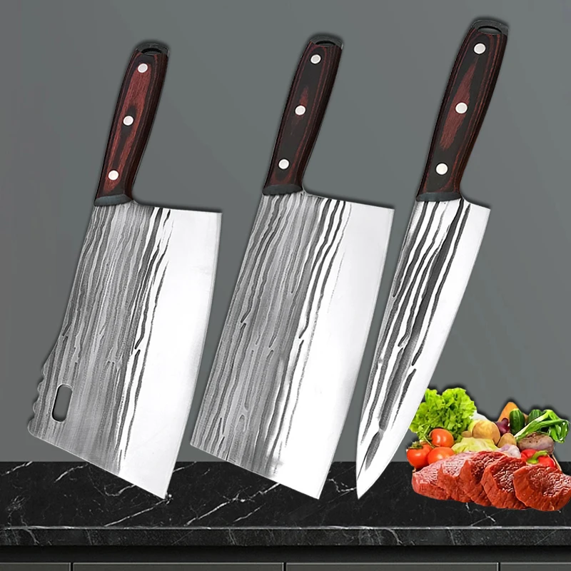 

Forged Kitchen Knives Chef Cleaver Butcher Chopper Slicing Knife Meat Fish Cutter High Hardness Stainless Steel Cooking Knife