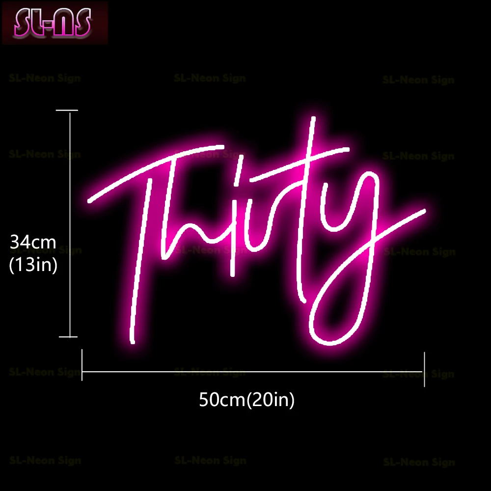 LED Birthday Thirty Party Neon Light Custom Anniversary Sign For Age Decoration Party Hello hTirty Personalized Gifts