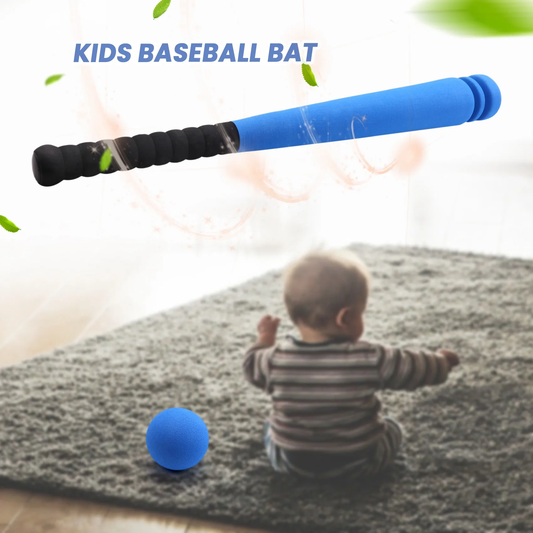 Foam Baseball Bat with Baseball Toy Set for Children Age 3 to 5 Years Old,Blue