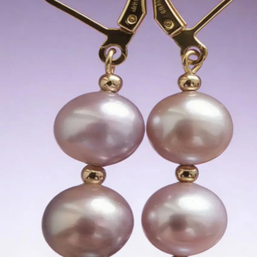 9-10mm Natural purple round Southsea pearl 14K gold earrings Mother\'s Day FOOL\'S DAY Wedding Beautiful Gift Accessories New Year