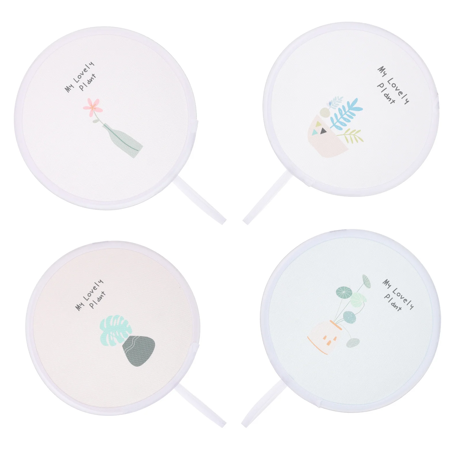 

4Pcs Foldable Round Hand Fan Portable Lightweight Summer Fans for Travel Wedding Photo Props Handheld Folding Circular Fan