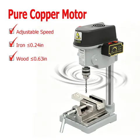 340W Mini Benchtop Drill Press, 3 Speed Adjustable, for Drilling Iron, Wood, Plastic, Shell, Crystal, Aluminum, Resin