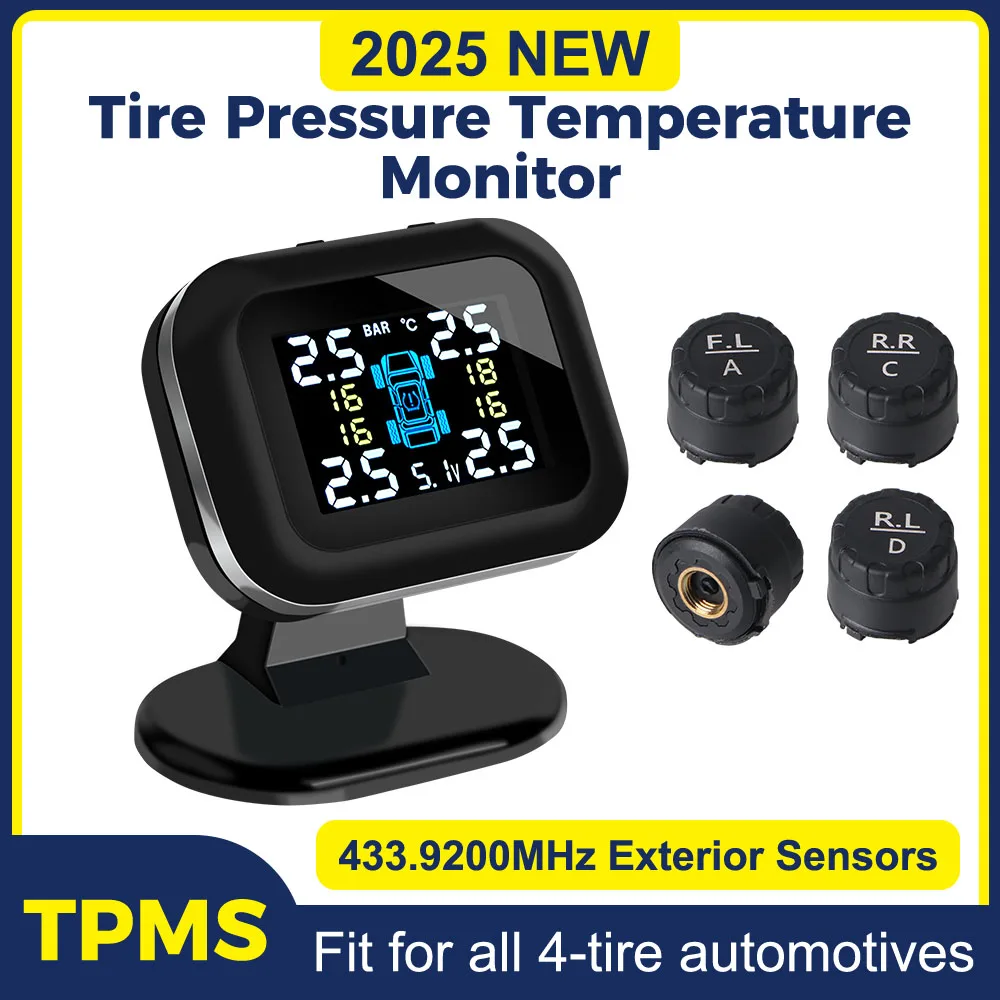 Wireless USB TPMS LCD Display With 4 Pcs External Sensor Mini Car Tire Pressure Monitoring System Auto Security Alarm Systems