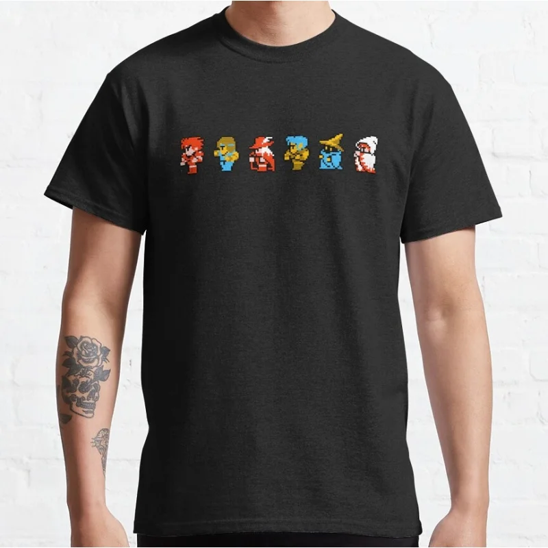 

8-Bit Fantasy Team Final Fantasy Gift t shirt for RPG gamer 100% cotton tee Men's Short Sleeve Graphic Clothes All size tops