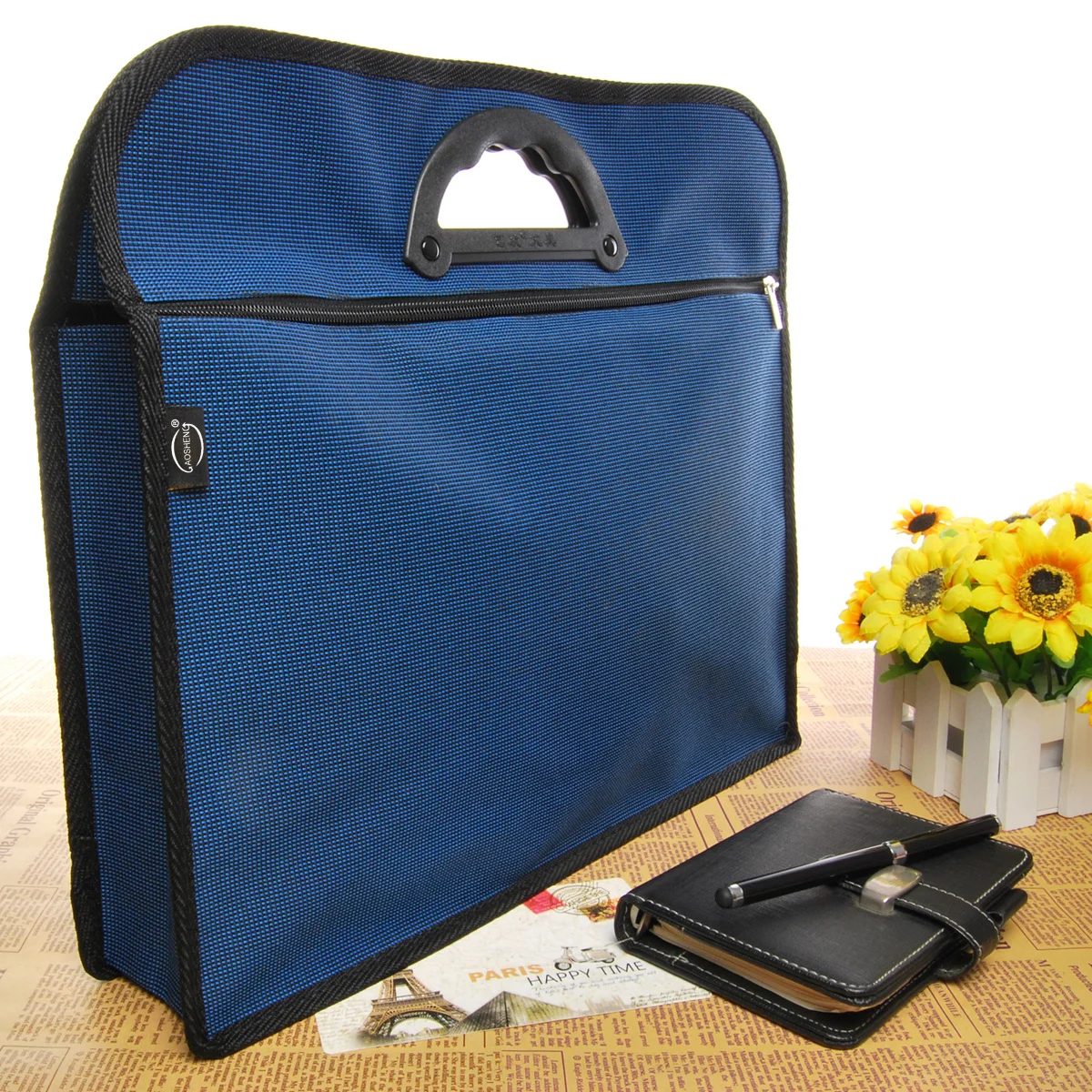 

Waterproof Portable Oxford Document Tote Bag Dark Blue Zipper Organizer for A4 Books Documents Notebook Files Oxford Tote Bag