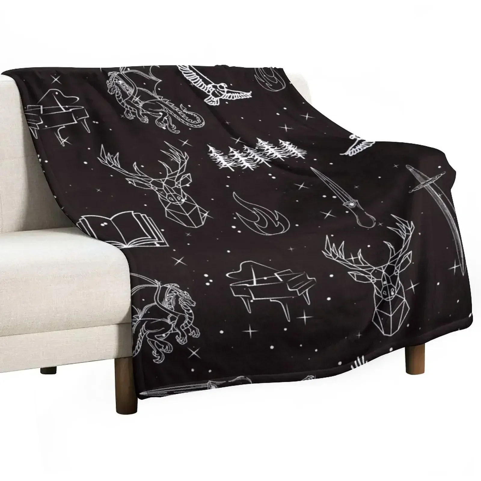 Throne of Glass Pattern Throw Blanket Heavy Winter beds Flannel for sofa Thin anime Blankets