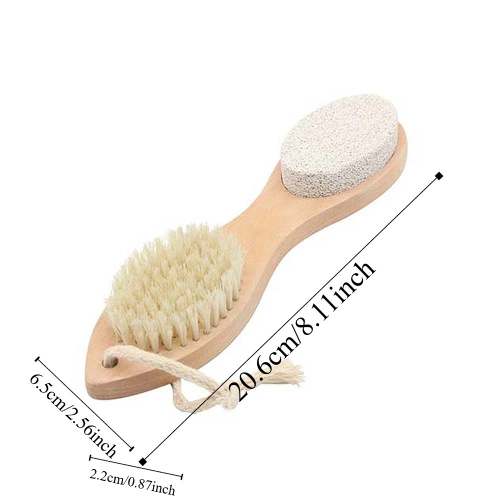 Lima per piedi portatile con manico in legno con foro per appendere Lavapavimenti per sfregamento del piede dal design quattro in uno, facile da pulire, impugnatura comoda