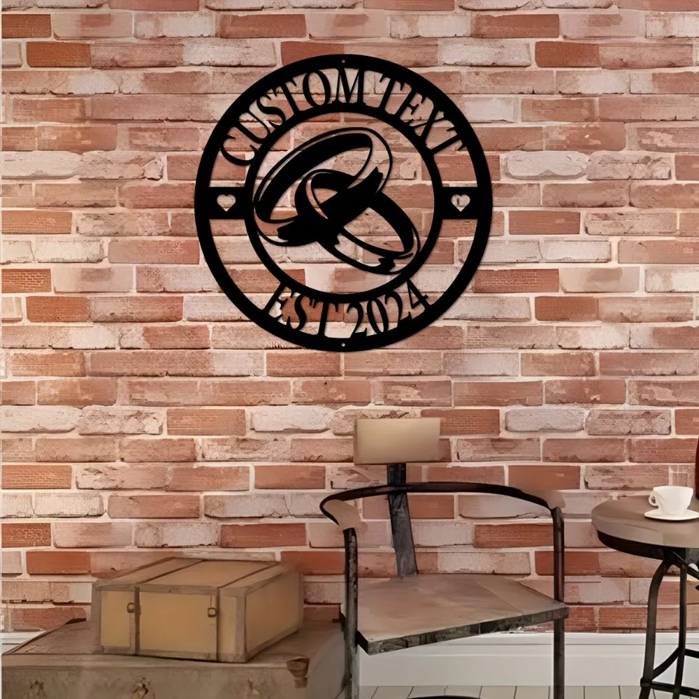 Personalized Metal Ring Wall Sculptures Customize Family Name Rustic Wedding Decor Mounted Address Plaque Perfect Gift Option