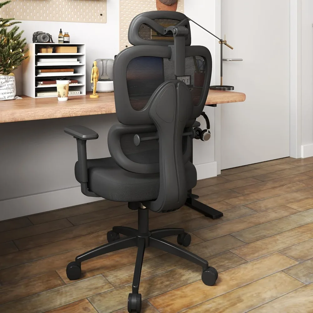 

Ergonomic Office Chair with Adjustable Lumbar Support, 3D Arms and Headrest, High Back Wide Desk Computer Chair with Wheels, for
