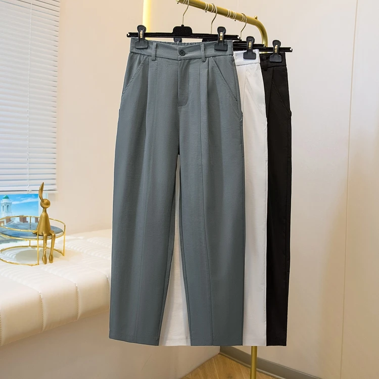 

plus Size Women's Casual Pants Summer Faion Slimming Nine-Foot Loose Comfortable High Waist Polyester Cotton Blend Pants