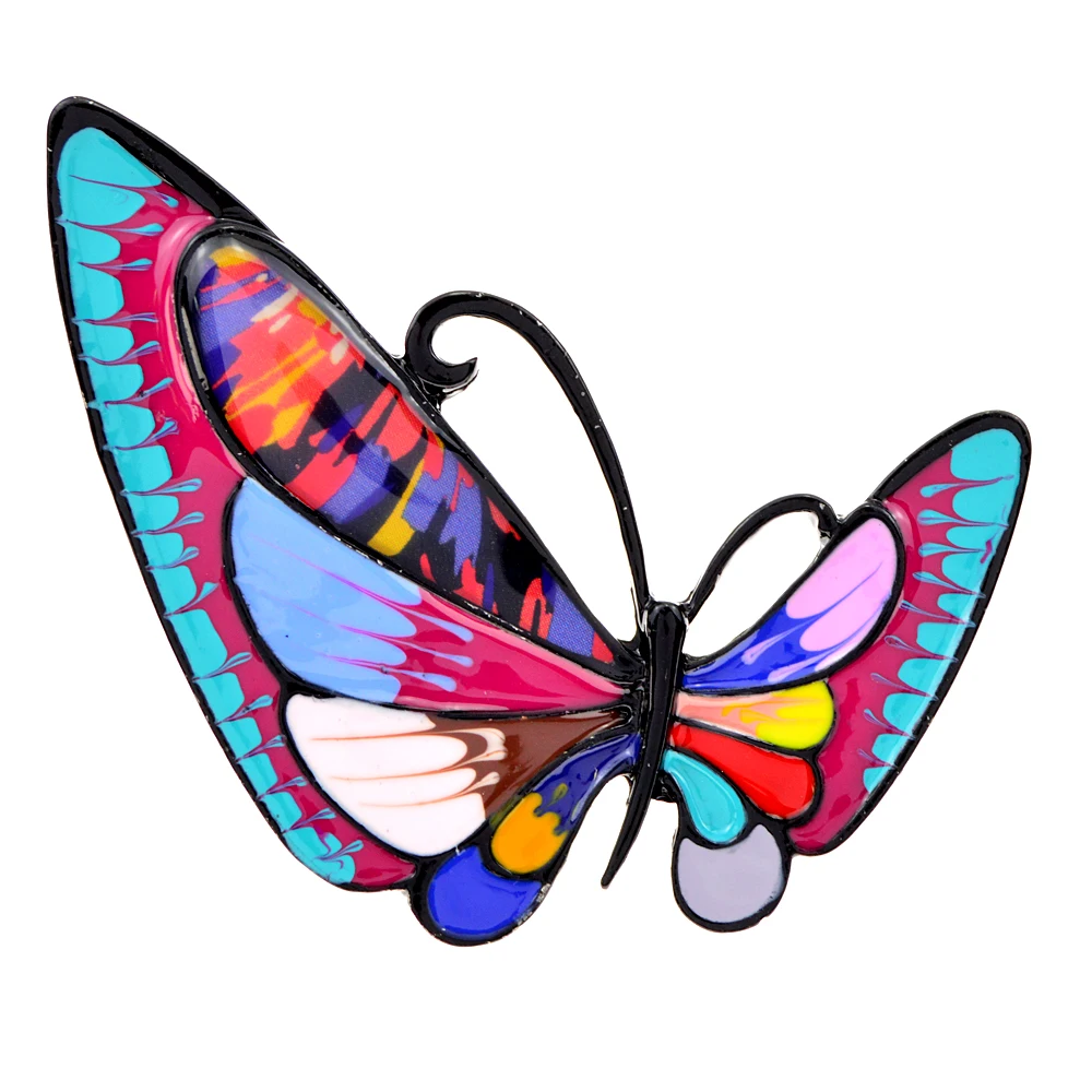 CINDY XIANG New Enamel Multicolor Asymmetry Butterfly Brooches Unisex Autumn Cute Insect Brooch Pins Fashion Jewelry Accessories