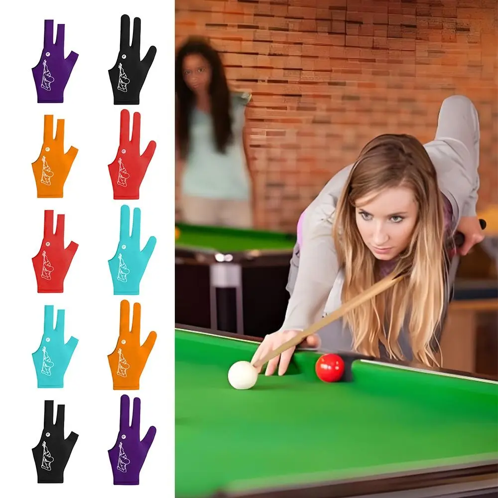 1 قطعة قفاز البلياردو المرن عدم الانزلاق تنفس ثلاثة أصابع قفاز مقاومة للاهتراء السنوكر البلياردو قفاز البلياردو اكسسوارات