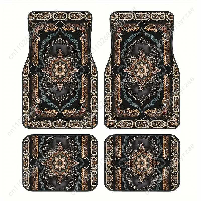 

European Ethnic 4pcs Universal Car Floor Mats All-Season Fashionable Auto Interio Absorbent Non-Slip Washable Car Floor Mats