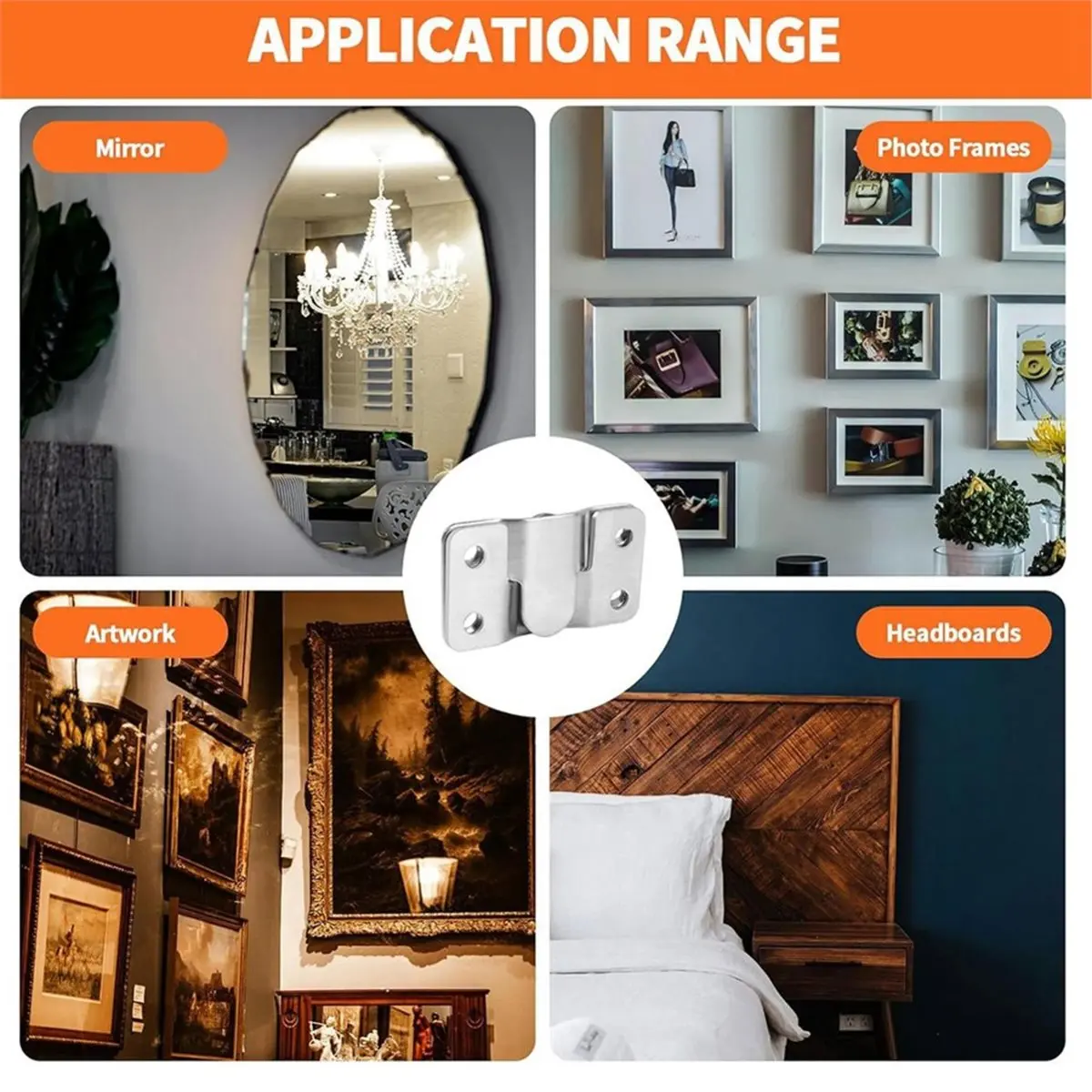 50 Pcs Interlocking Flush Mount Bracket Picture Hanging Hooks Stainless Steel Heavy Duty Photo Frame Hook Large Picture