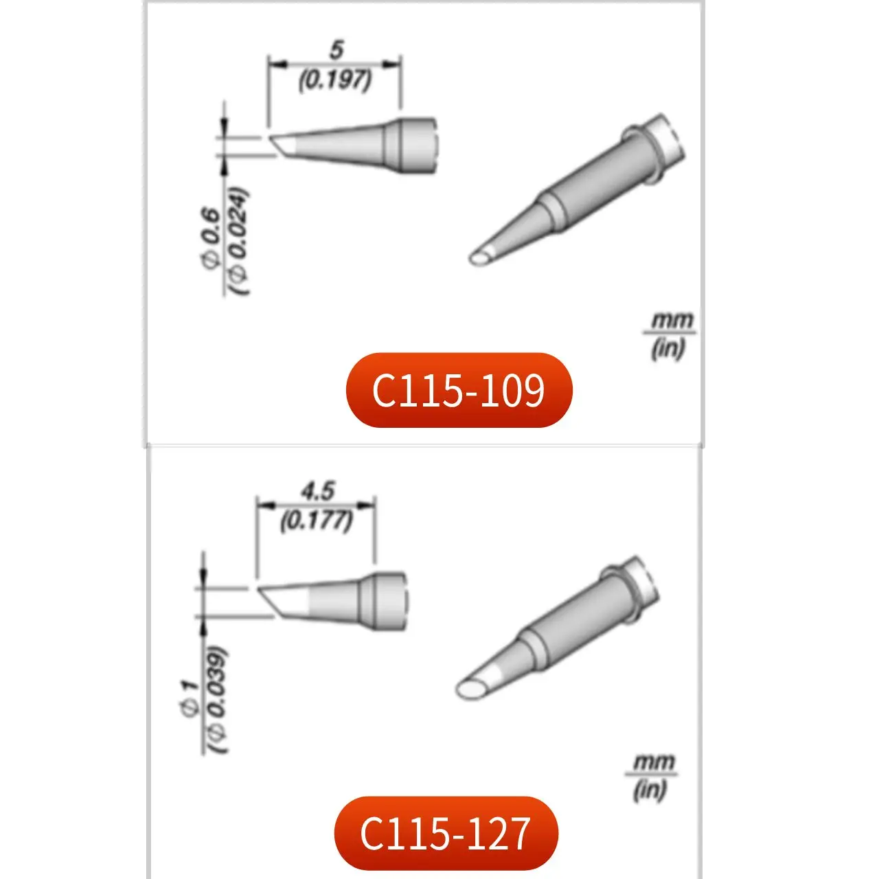 JBC C115 Bevel Welding Tip Copper Lead-free Heating Soldering Station Iron Tip for Phone Repair SMD PCB  Nano Soldering Tools