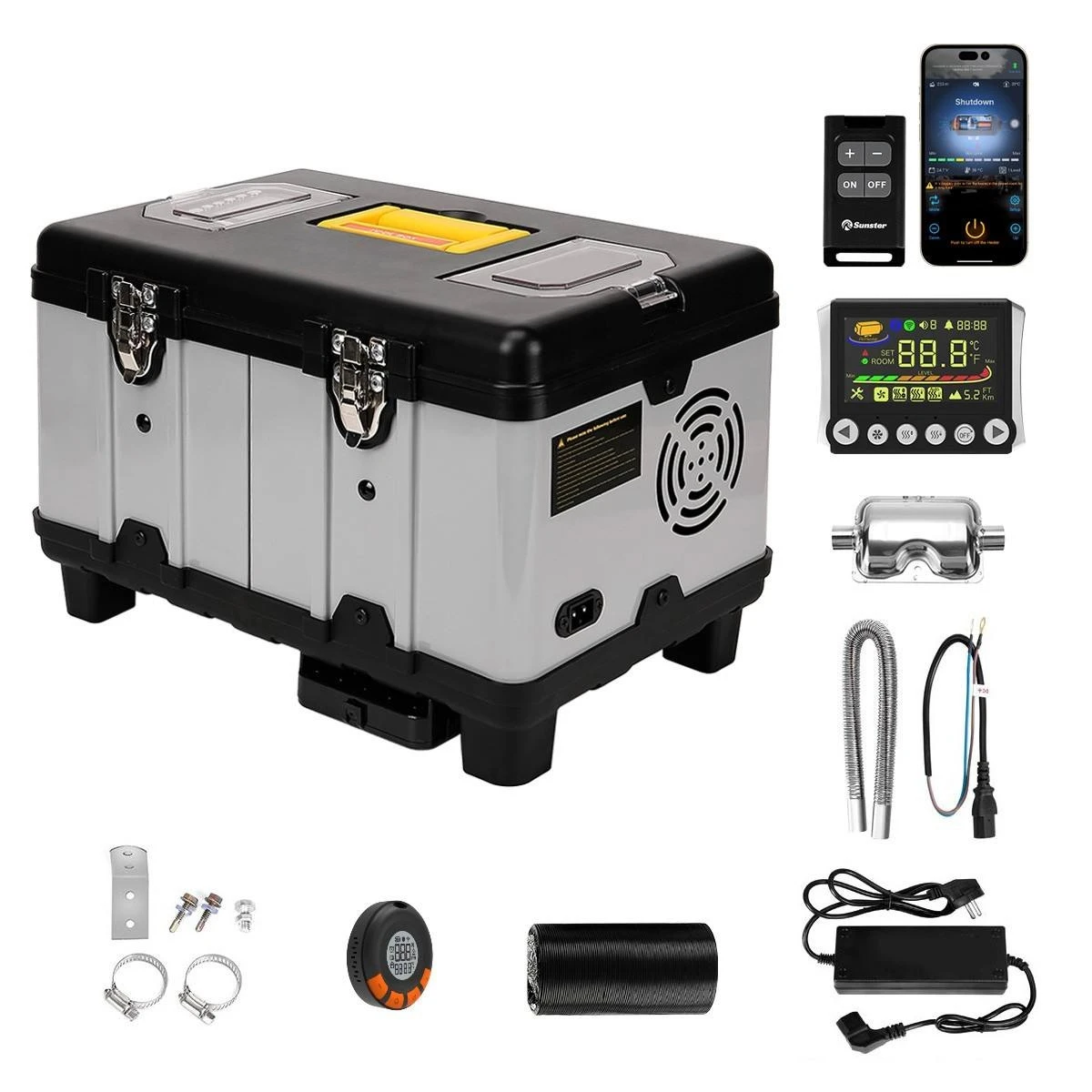 8KW Diesel Air Heater 12V/24V/110-240V LCD For Bluetooth With Altitude Mode New Parking Heater For Car RV Tent TB10 Toolbox