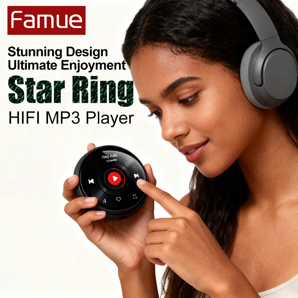 

Famue BF03 Star Ring Student MP3 Player with Bluetooth Lossless Audio Rotating Stress Relief Design External Speaker E-book Read