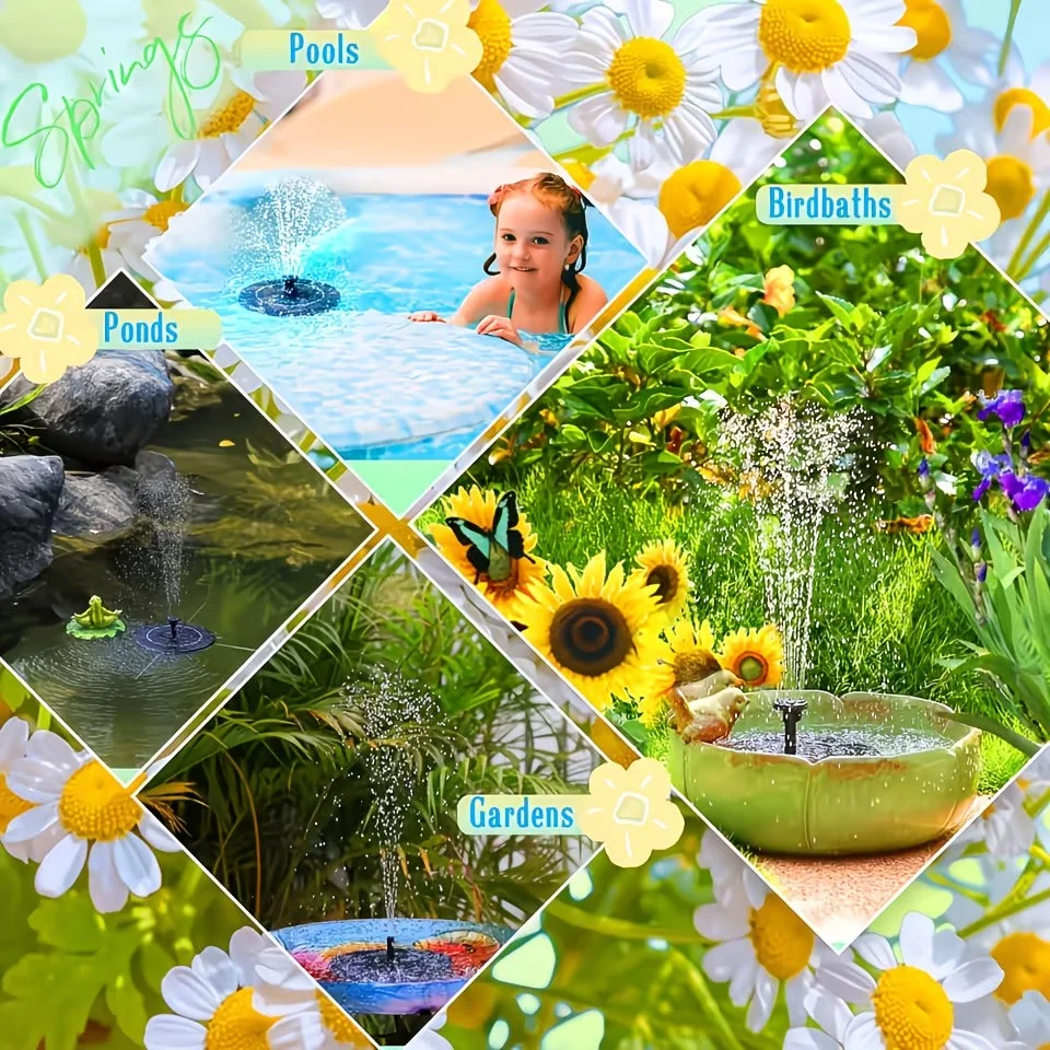 Mini High-Quality Solar Fountain Pump, Solar Fountain, Solar Fountain Outdoor for Garden, Bird Bath Solar Fountain, Ipx8 Function with 6 Nozzles - Fountain for Bird Bath, Water Fountain, Solar Water Pump Suitable for Garden Decorations view 5