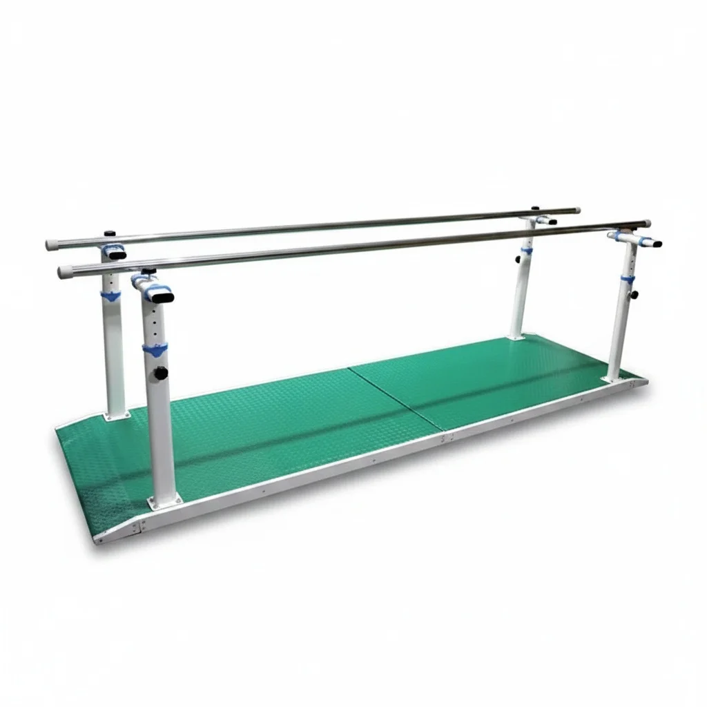 Medical Rehabilitation Parallel Bars, Wood and Metal 283x90cm, Walking Training Apparatus, Height Adjustable Therapy Bars