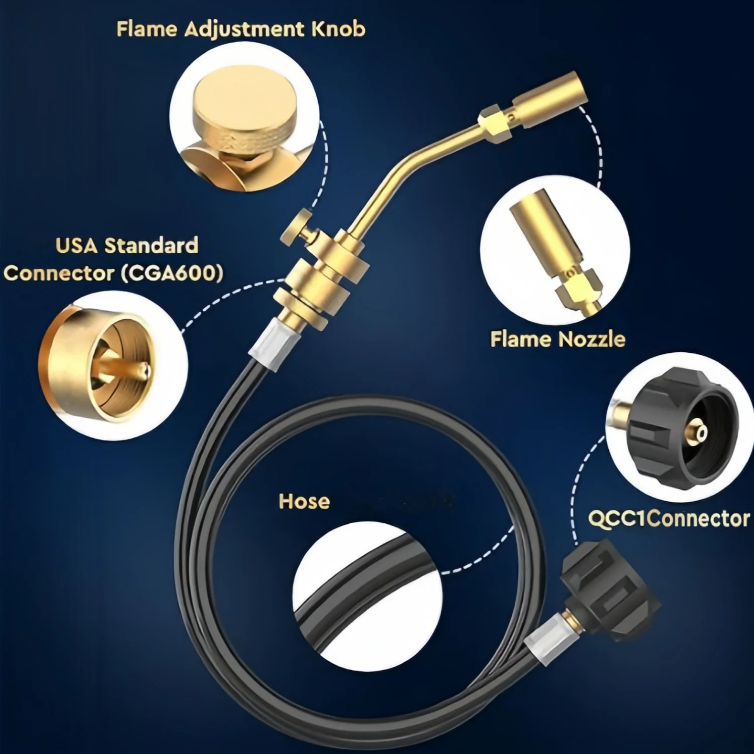 Газовая горелка для пропановой сварки, ручка из латуни, с пламенным газом, шланг 5 футов для пайки, инструмент для кемпинга с расплавленным