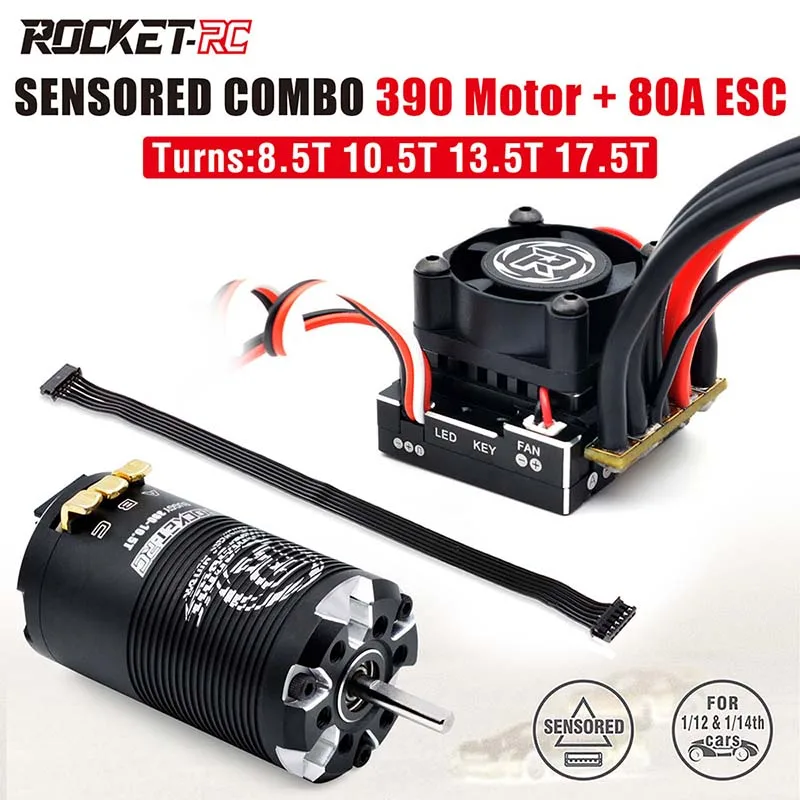 Rocket-RC Remote-Control Car Model 390 Brushed Motor TS80A ESC Racing/Off-Road Power Dust-Proof