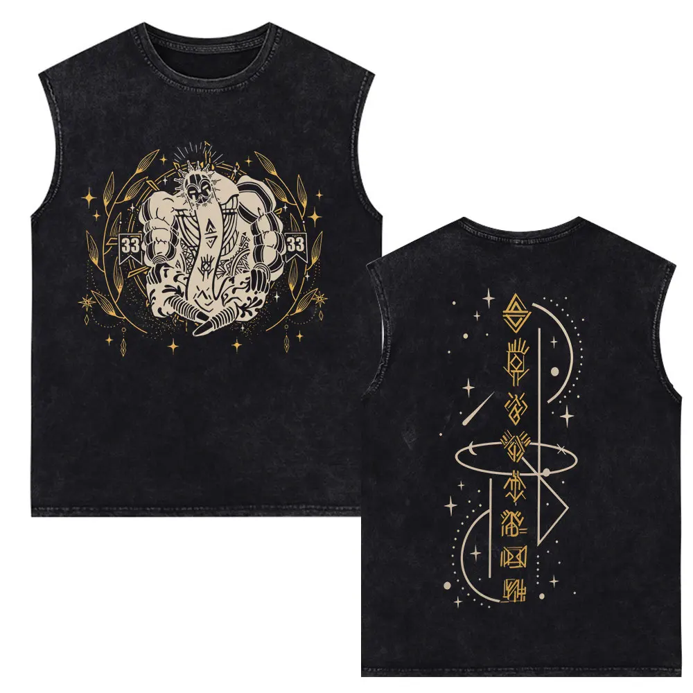 Clair Obscur Expedition 33 Game Vintage Washed Vest T-shirt Men Women Fashion 100% Cotton Casual Oversized Sleeveless Tank Tops