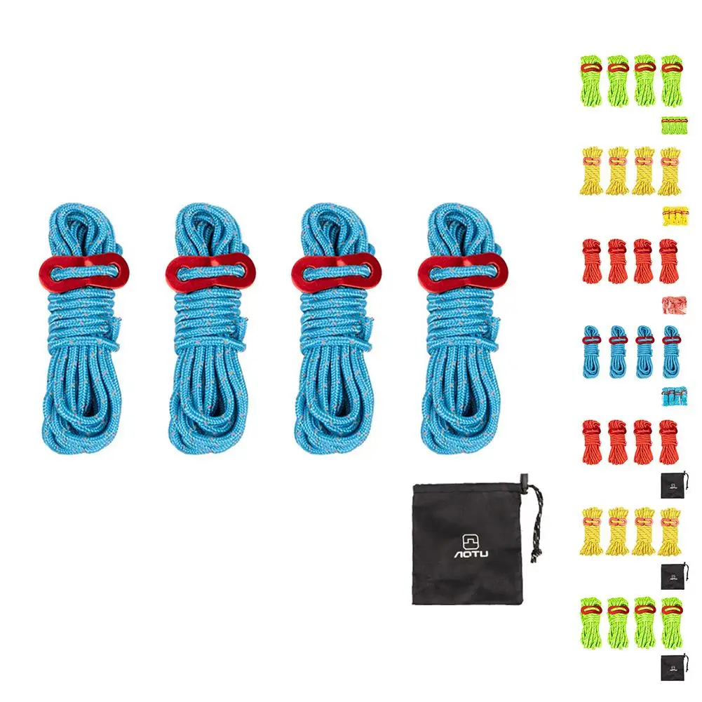 

4mm Outdoor Reflective Rope Length 4m Umbrella-Rope Tent Fixed Rope Parachute-Cord Adjustment Buckle Windproof Rope