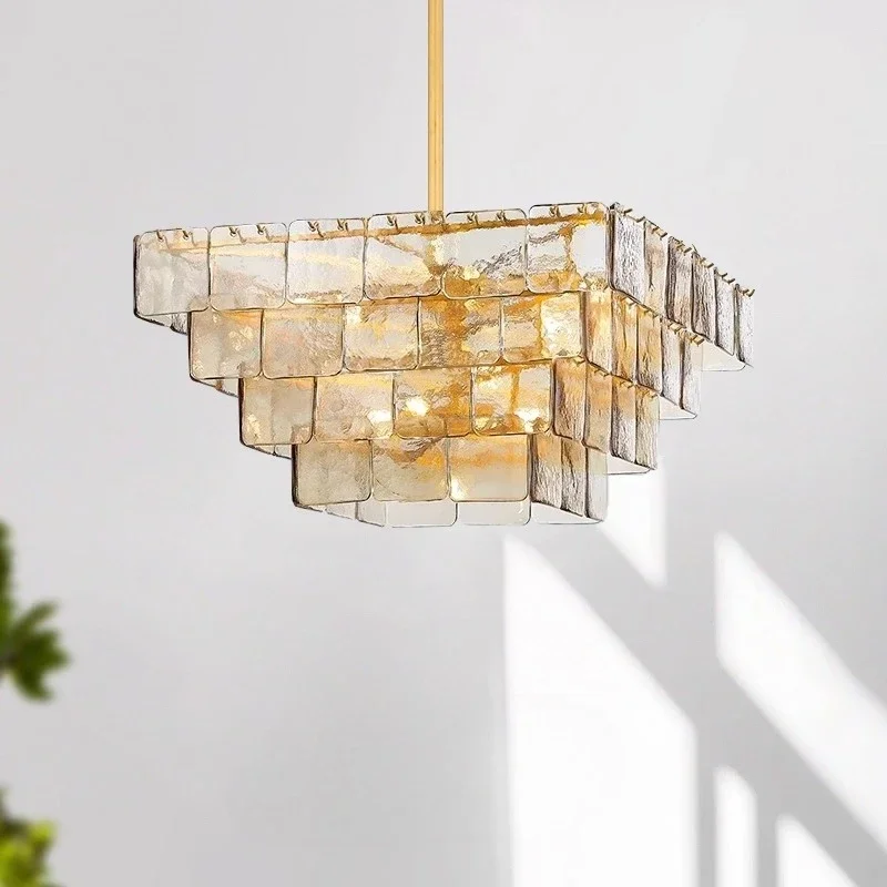 Nordic Amber Texture Clear Glass Chandelier Classy Home Applicant LED E14 Dimmbale Lamp Suspension For Living Room