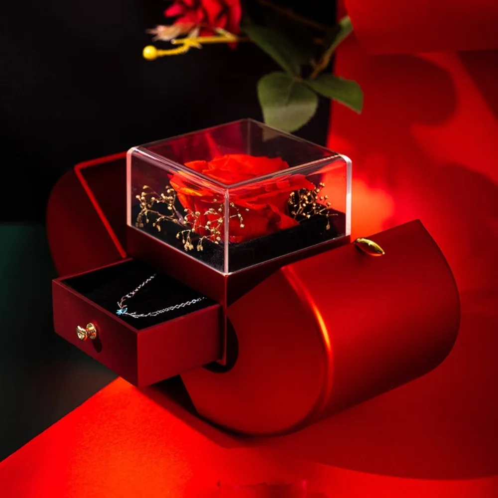 Romantic Red Color Eternal Rose Gift Box Box Set Eternal Rose Rose Jewelry Box Fashion Jewelry Eternal Flower Box Christmas Gift