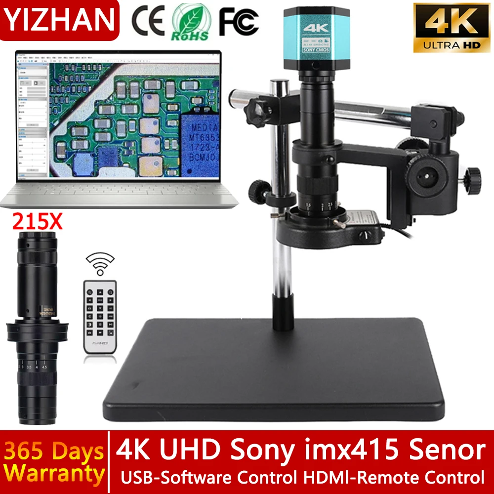 

4K UHD Electronic Digital Microscope For Soldering PCB Repair, Video Microscope For Dentist Jewelry Appraisal Micro Engraving