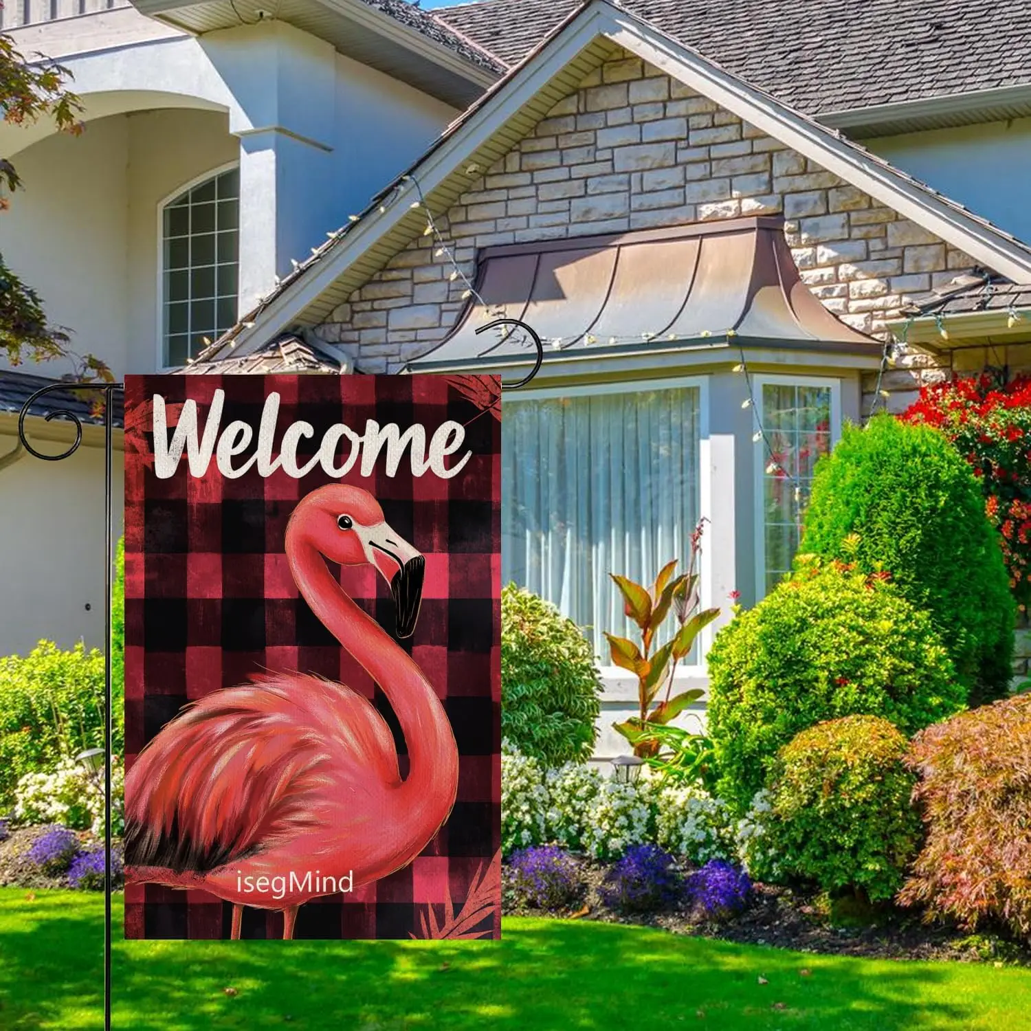 Flamingo Decor Welcome Garden Flags Double Sided Christmas Red Black Buffalo Check Plaid Gingham Yard Flag 12x18 Inch Burlap SSL