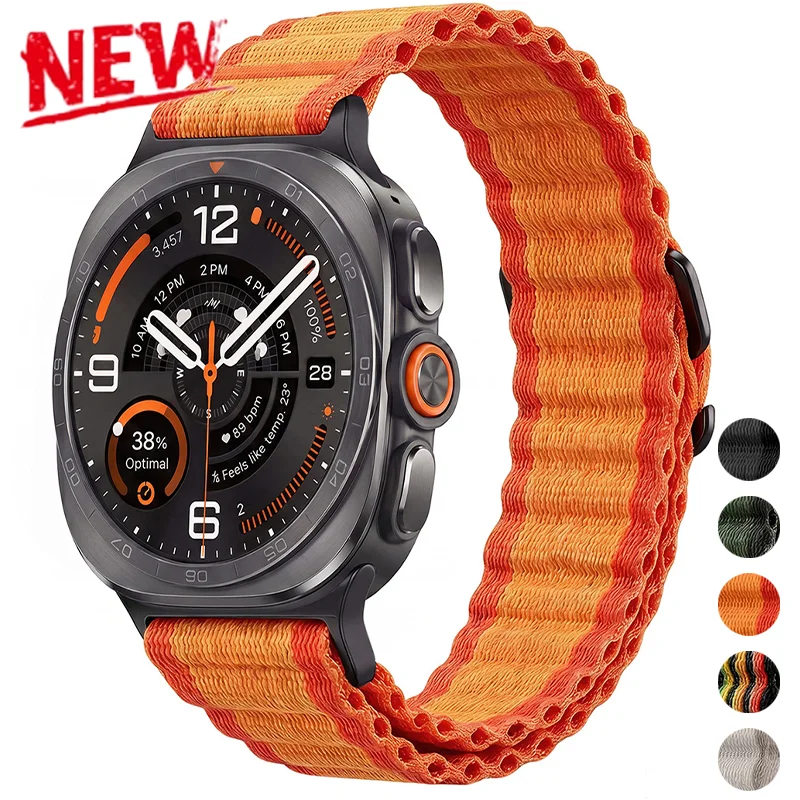 Nylon Strap for Samsung Galaxy Ultra/Ultra 2 47mm Wave Weaves Replacement Band for Galaxy Watch Ultra 2026/2025 47mm Bracelet