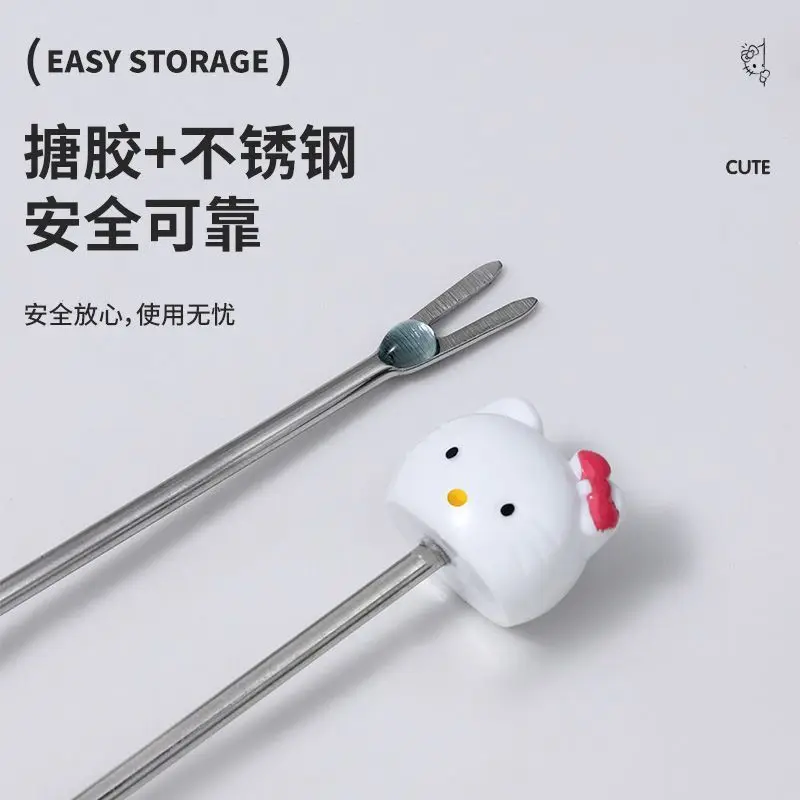 Creatieve schattige Hello Kitty fruitvorkset Roestvrijstalen kinderveiligheid fruitvork Desktop opslagpot ornamenten Vakantiecadeau