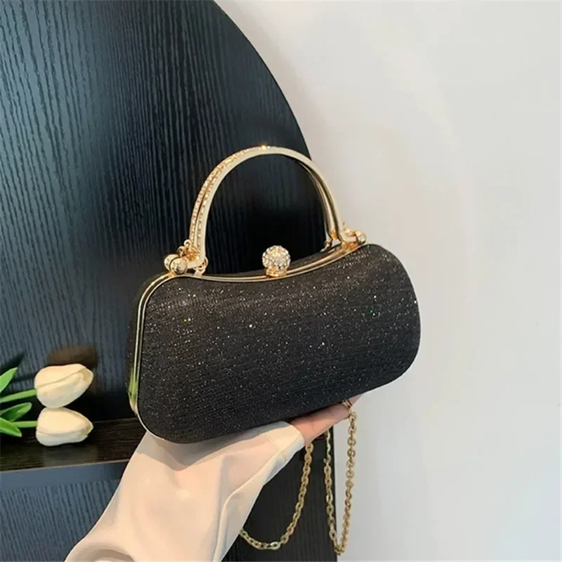 Glänzende Mini-Abendtasche, Geldbörse mit Strass-Kette, luxuriöse Glitzer-Bankett-Handtasche, perfekt für Party, Hochzeit, Abschlussball, Abendessen/Bankett – Detail 11