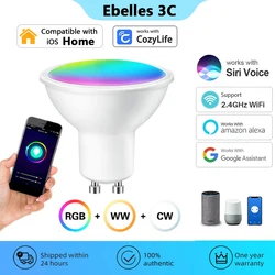 HomeKit WiFi Smart Spotlight GU10 RGBCW APP Dimming and Color Matching Smart Home Voice Support for Siri Alexa Google CozyLife