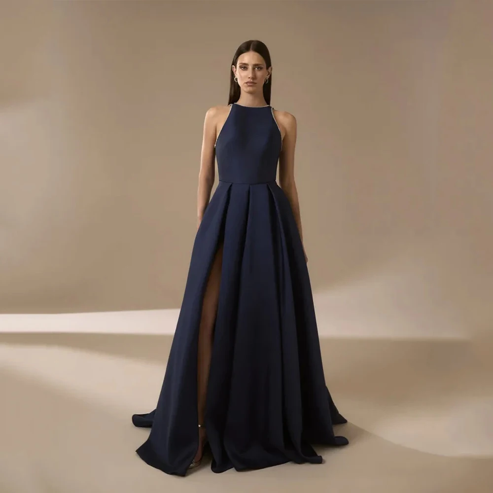 

Arya Elegant Classic Blue Evening Dress Jersey for Floor-Length O-Neck Sleeveless Prom Dress Vestidos De Fiesta Customized