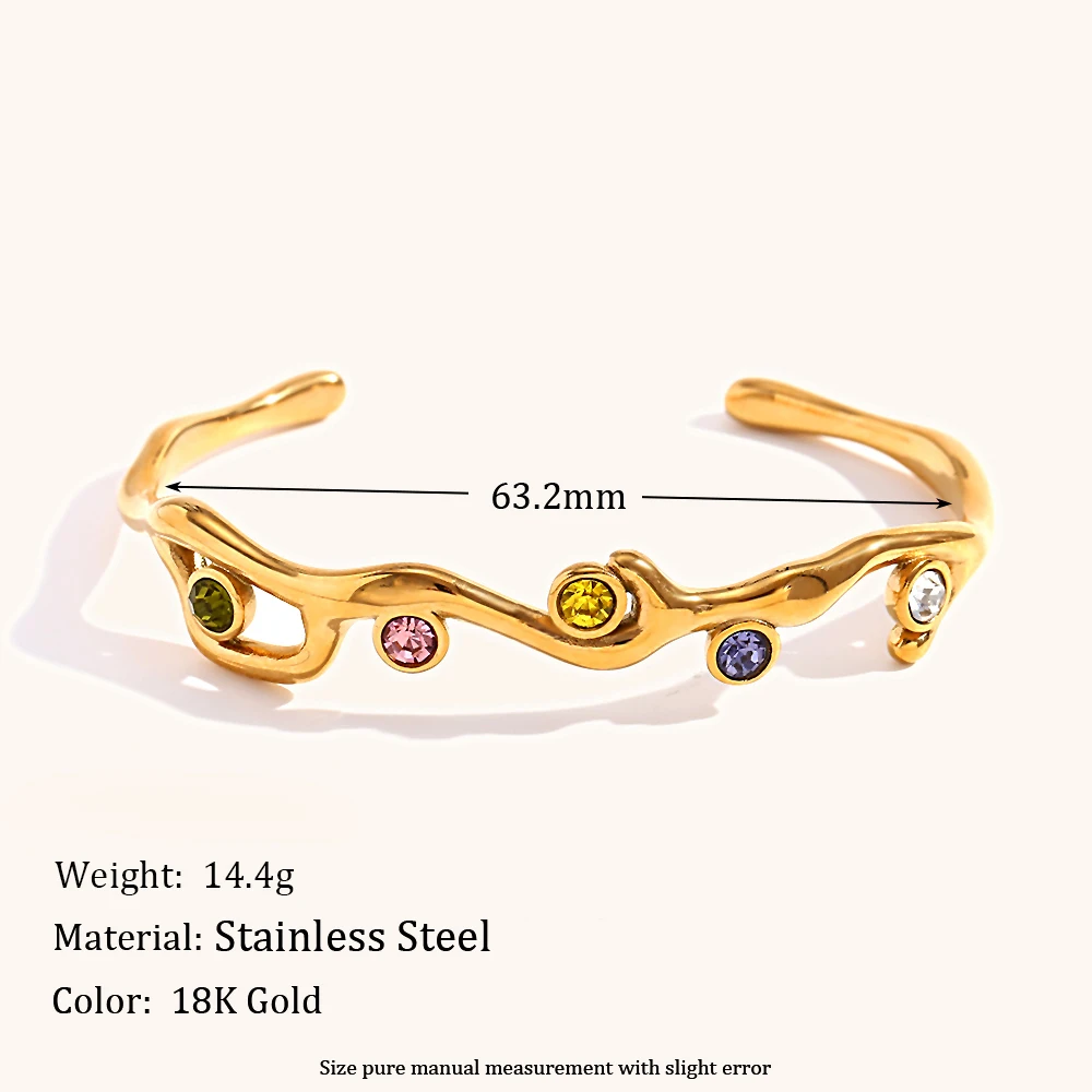 La.Muses Branches Colored Diamonds Stainless Steel Women's Bracelet Fashion Design Waterproof Daily Premium Jewelry Gift